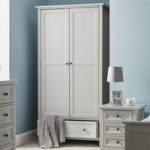 Ellie Wooden Wardrobe In Dove Grey Lacquered