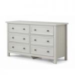 Ellie Wooden Wide Chest Of Drawers In Dove Grey Lacquered