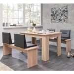 Munich Dining Table In Sonoma Oak And Dining Benches With Seats