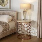 Andria Lamp Table Round In Marble Effect Top And Rose Gold