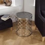 Rosa Lamp Table In Smoked Glass With Satin Plated Base Frame
