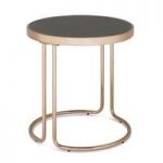 Parma Glass Lamp Table In Stone Effect With Rose Gold Base Frame
