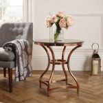 Kelso Lamp Table In Smoke Glass With Rose Gold Frame