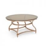 Kelso Coffee Table In Smoke Glass With Rose Gold Frame