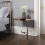 Merton Mirrored Lamp Table In Rose Gold With Metal Frame