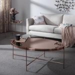 Merton Mirrored Coffee Table In Rose Gold With Metal Frame