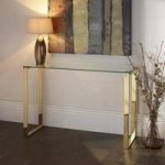 Joyce Console Table Rectangular In Clear Glass With Gold Legs