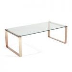 Joyce Coffee Table Rectangular In Clear Glass And Rose Gold Legs
