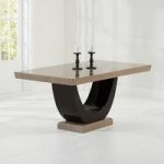 Allie Marble Dining Table In Light And Dark Brown