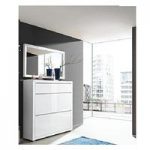 Fino Shoe Cabinet In White Gloss With Mirror