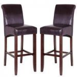 Monte Carlo High Bar Chair In Brown PU With Wenge Legs In A Pair