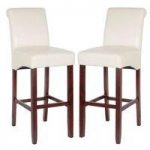 Monte Carlo High Bar Chair In Cream PU With Wenge Legs In A Pair
