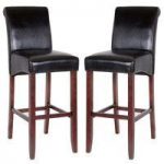 Monte Carlo High Bar Chair In Black PU With Wenge Legs In A Pair