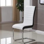 Symphony Dining Chair In White And Black PU With Chrome Base