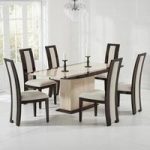 Bentley Marble Dining Table Cream And Brown With 6 Allie Chairs