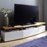 Alexia Wooden TV Stand In Knotty Oak And Matt White