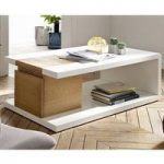 Cameron Wooden Storage Coffee Table In White And Knotty Oak
