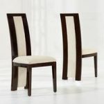Allie Dining Chair In Brown Gloss And Cream Fabric In A Pair