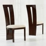 Ophelia Dining Chair In Brown Gloss And Cream Fabric In A Pair