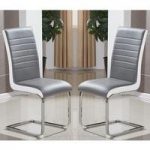 Symphony Dining Chair In Grey And White PU In A Pair