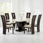 Ophelia Marble Dining Set In Cream And Brown With 6 Chairs