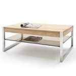 Adelia Coffee Table Rectangular In Solid Oak With Metal Legs