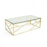 Betty Glass Coffee Table In Clear With Gold Base Frame