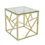 Betty Glass Lamp Table In Clear With Gold Base Frame