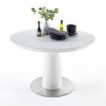 Theron Extendable Glass Dinig Table Round In Matt White