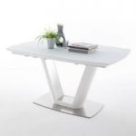 Aeron Glass Extendable Dining Table Boat Shape In Matt White