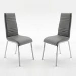 Dora Dining Chair In Grey Faux Leather In A Pair