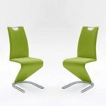 Amado Dining Chair In Lime Faux Leather In A Pair