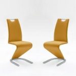 Amado Dining Chair In Curry Faux Leather In A Pair