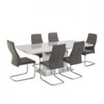 Mariana 6 Seater Extendable Dining Set In Grey High Gloss