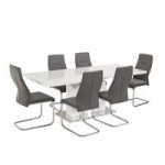 Mariana 6 Seater Extendable Dining Set In White High Gloss