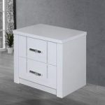 Cloral Bedside Cabinet In White Gloss With 2 Drawer And Diamante