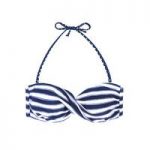 Marie Meili Navy and White Striped Bandeau Swimwear Ambrosia