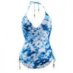 Seafolly 1 Piece Blue Deep V Swimsuit Reversible Caribbean Ink