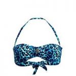 Juicy Couture Blue Bandeau Swimsuit Top Leopard Regeot