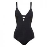 Seafolly 1 Piece Black Swimsuit Active Deep V