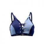 Seafolly Blue Bra Swimsuit Reversible Lace Up out of the Blue