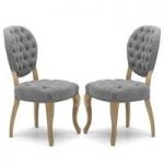 Elsa Fabric Dining Chair In Grey Linen And Walnut Legs In A Pair