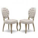 Elsa Fabric Dining Chair In Natural With Walnut Legs In A Pair