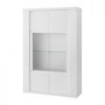 Pamela Display Cabinet Wide In White High Gloss With LED