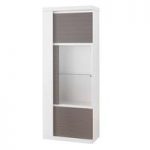 Pamela Display Cabinet In White High Gloss And Grey With LED