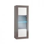 Celtic Glass Display Cabinet In Grey And White Gloss And LED
