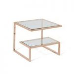 Alana Glass Lamp Table Square In Clear With Rodegold Base Frame