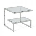Alana Glass Lamp Table With Polished Stainless Steel Frame