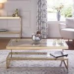Alana Glass Coffee Table Rectangular In Clear With Gold Frame