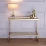 Alana Glass Console Table Rectangular In Clear With Gold Frame